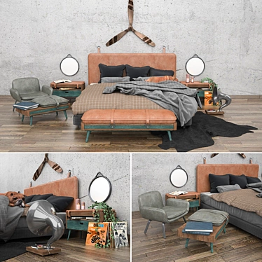Vintage Artistic Bed 3D model image 1 
