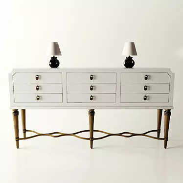 Robust Leather Aubree Console w/ 6 Drawers 3D model image 1 