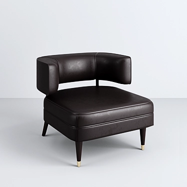 Sleek Gray Leather Chair 3D model image 1 