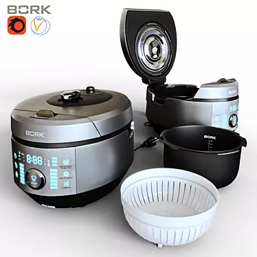 Bork U800: Silver Multicooker for Easy and Delicious Meals 3D model image 1 