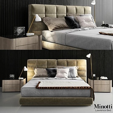 Elegant Minotti Lawrence Bed Set 3D model image 1 