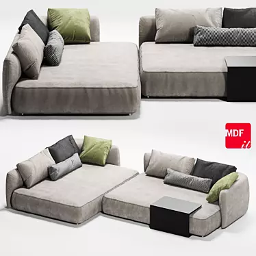 Modern Cosy 2-Section Sofa 3D model image 1 