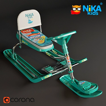 Nika Kids Foldable Sled "Timka-Sport 4 with Backrest 3D model image 1 