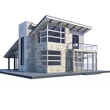 Modern Private House Design Kit 3D model image 1 