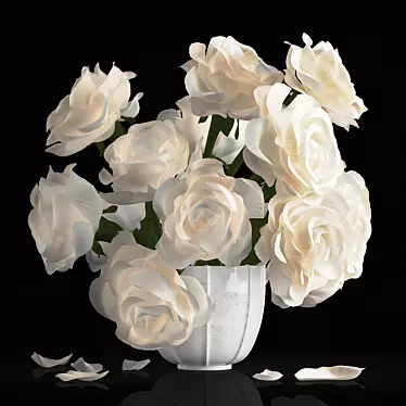 Elegant White Rose Bouquet 3D model image 1 