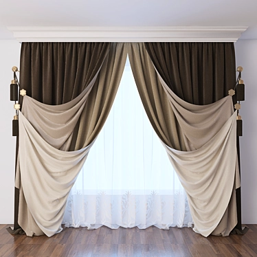 Modern Curtain: 3D Model 3D model image 1 