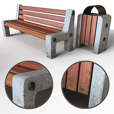 Corona Park Bench: Classic Outdoor Seating 3D model image 1 