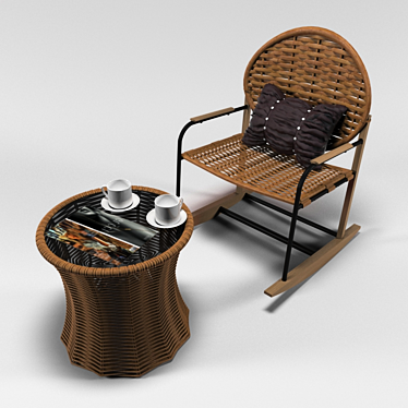 Stylish Ratan Furniture for 3D Rendering 3D model image 1 