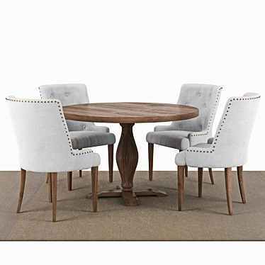 Lamier Dining Table Set: 4 Tuva Beige Chairs 3D model image 1 