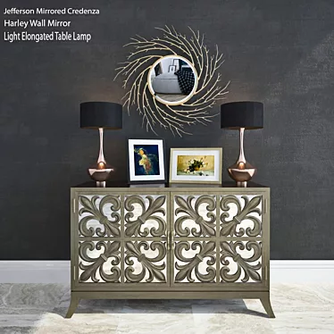 Reflective Elegance: Jefferson Mirrored Credenza 3D model image 1 