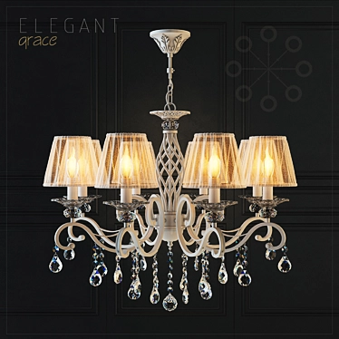 Elegant Cream Gold Chandelier 3D model image 1 