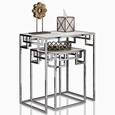 Sleek and Stylish: Worlds Away Mandarin Nesting Tables 3D model image 1 