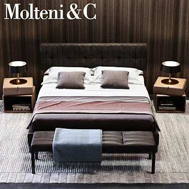 Molteni&C Anton Bed 02: Sleek and Sophisticated Sleep Solution 3D model image 1 