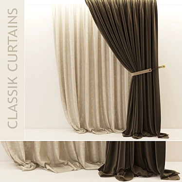 Elegant V-Ray Curtains 3D model image 1 