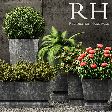 Resto Hardware Pedestal Metal Planters 3D model image 1 