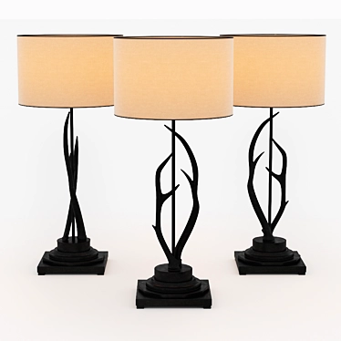 Rustic Chic Antler Table Lamp 3D model image 1 