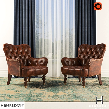 Henredon Hamana Chair: Timeless Elegance in Leather 3D model image 1 