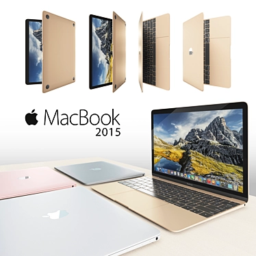 Sleek MacBook 2015, 4 Trendy Colors 3D model image 1 