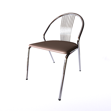 Elegant Chrome Leather Cafe Chair 3D model image 1 