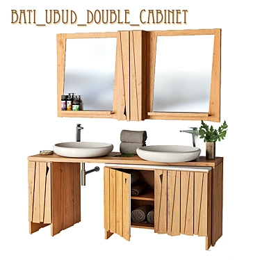 Bati Ubud Double Cabinet Combo: Stylish and Functional 3D model image 1 