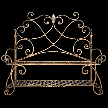 Handcrafted Iron Bench 3D model image 1 