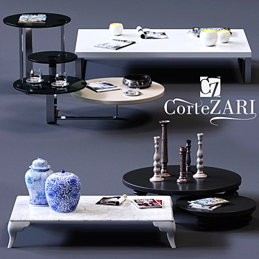 Stylish CorteZari Coffee Tables Set 3D model image 1 