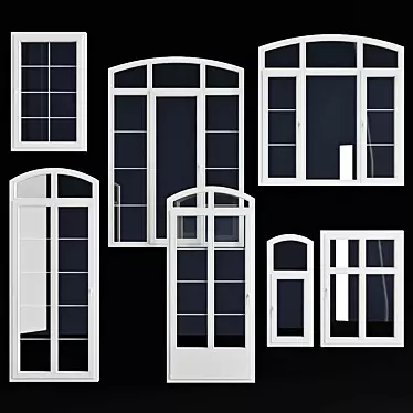 Elegant Arch Window & Door Set 3D model image 1 