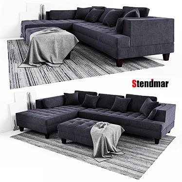 Title: Modern Dark Gray Sofa Set 3D model image 1 