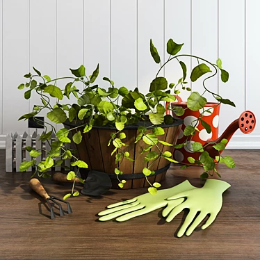 Green Garden Tool Set: Versatile and Durable 3D model image 1 