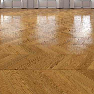 Premium Oak Chevron Floor: Realistic, High-Quality Design 3D model image 1 