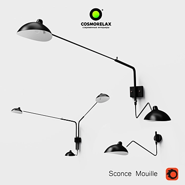 Sleek Mouille Sconce for Multiple Lamps 3D model image 1 