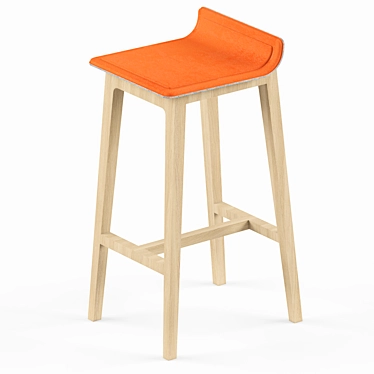 Title: Scandi Chic Low Back Stool 3D model image 1 