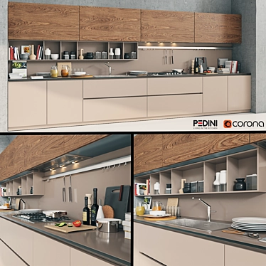 Sleek Arke Kitchen by Pedini 3D model image 1 