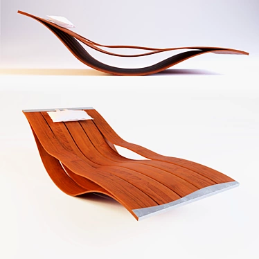 Pooz Waveform Wooden Chaise 3D model image 1 