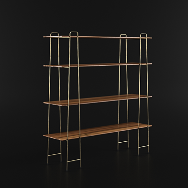 Title: Rustic Kiaat Plank Shelf 3D model image 1 