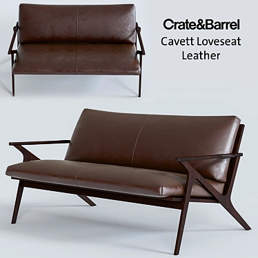 Cavett Leather Loveseat: Sleek and Stylish 3D model image 1 