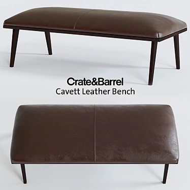 Elegant Cavett Leather Bench 3D model image 1 