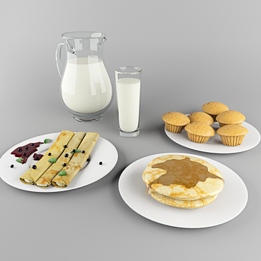 Delicious Pancakes and Cakes 3D model image 1 