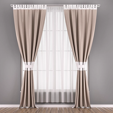 Elegant Window Curtains 3D model image 1 