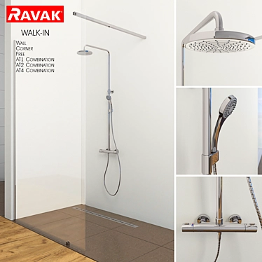 Title: RAVAK Walk-in Shower: Modern, Spacious & Versatile 3D model image 1 