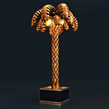 Vintage Brass Palm Tree Floor Lamp 3D model image 1 