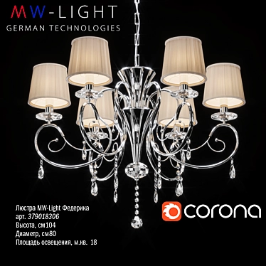 Golden Cream Chandelier: MW-Light Federica 3D model image 1 