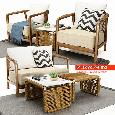Flexform - crono divano, armchairs + tindari coffee table + carpet