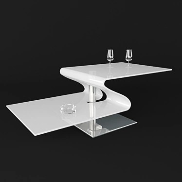 Elegant Z-Shaped Glass Coffee Table 3D model image 1 