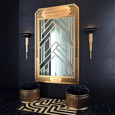 Art Deco Mirror Composition with Elegant Accents 3D model image 1 