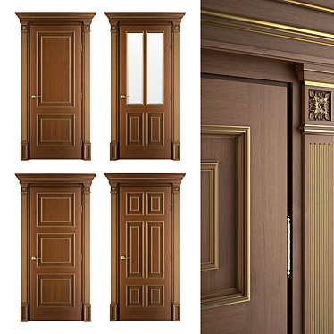 Elite Collection Solid Wood Interior Door 3D model image 1 