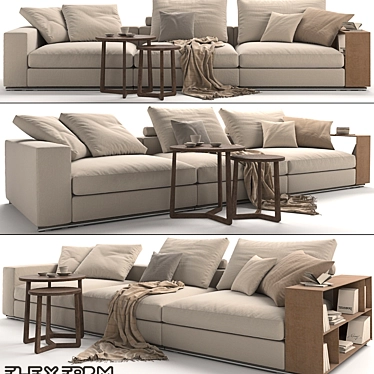 Flexform Groundpiece Sofa & Jiff Tables 3D model image 1 