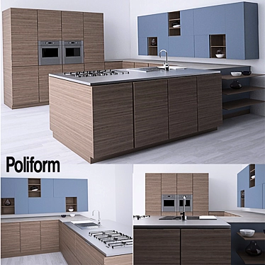 Poliform Kitchen Set - Modern Design 3D model image 1 