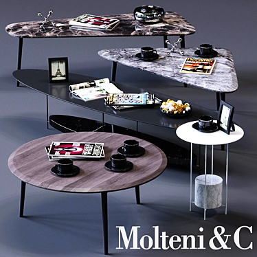 Elegant Molteni&C Coffee Tables Set 3D model image 1 