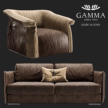Gamma Alfred Sofa and Charlotte Chair 3D model image 1 